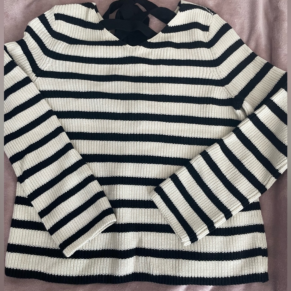 black & white striped Loft Sweater